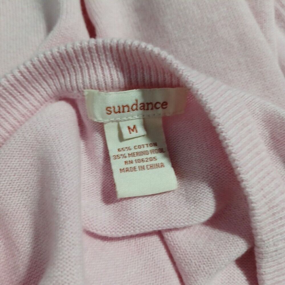 Sundance Cardigan MED Pastel Pink Merino Wool Long Sl Pocket Lightweight Sweater - Picture 5 of 6